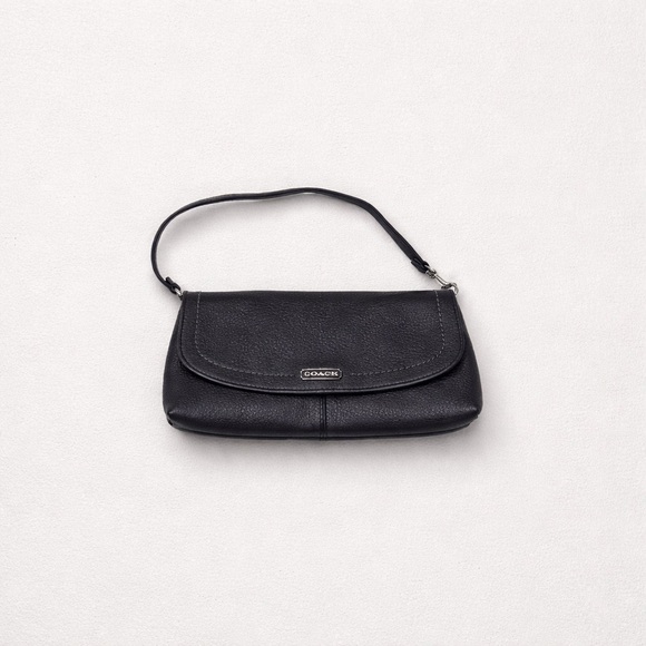 Coach Handbags - Coach Park Flap Black Leather Wristlet/Shoulder Bag